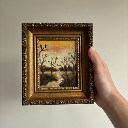 Elegant Landscape Oil Painting "Golden Frame" Timeless Small Art Holland Art Shop