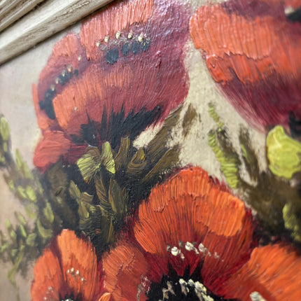 Detailed Flowery Still Life Oil Painting "Poppy Bouquet" Rustic Art Holland Art Shop