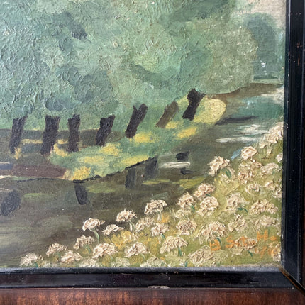 Traditional Landscape Oil Painting "Village Church" Authentic Small Artwork Holland Art Shop