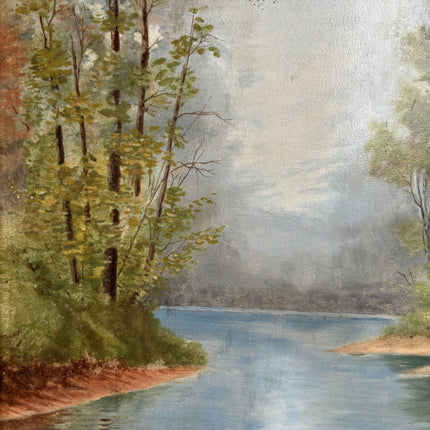 Traditional Landscape Oil Painting "River Scene" Original French Artwork Holland Art Shop