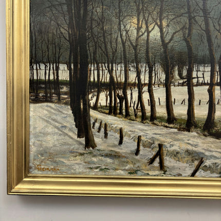 Rustic Winter Landscape Oil Painting "Bare Trees" Detailed Art Holland Art Shop