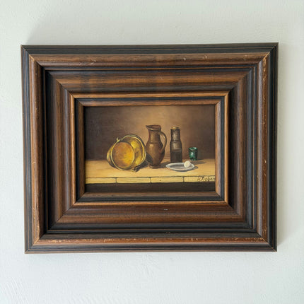 Authentic Still Life Oil Painting "Earthen Jug" Refined Small Artwork Holland Art Shop