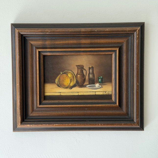 Authentic Still Life Oil Painting "Earthen Jug" Refined Small Artwork Holland Art Shop