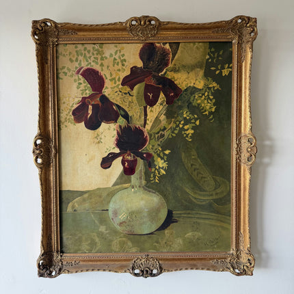 Elegant Flowery Still Life Oil Painting "Green Vase" Refined Art Holland Art Shop