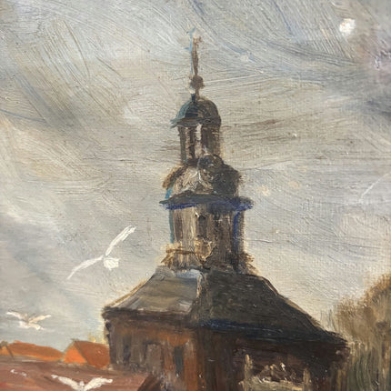 Antique Interior Oil Painting "Harbor Church" Timeless Art Holland Art Shop