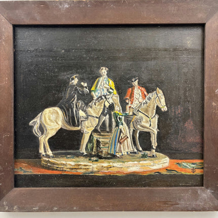 Refined Figurative Oil Painting "Mounted Figurines" Rustic Small Artwork Holland Art Shop