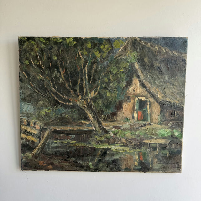 Expressive Farm Oil Painting "Leaning Tree" Timeless Artwork Holland Art Shop