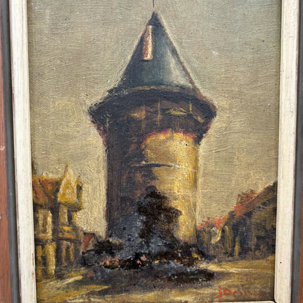 Classic Cityscape Oil Painting "Stone Tower" Timeless Small Artwork Holland Art Shop
