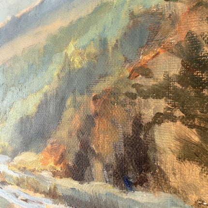 Wonderful Oil Painting Plein Air Landscape "Mountain River" Authentic Small Art