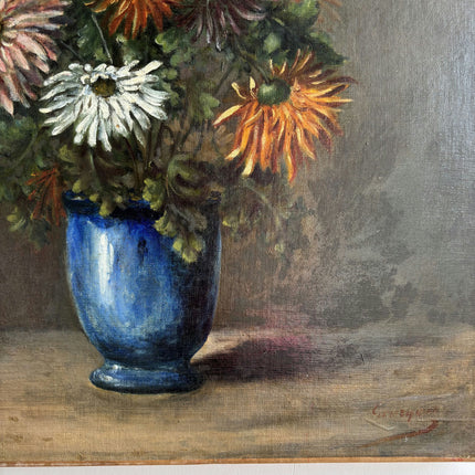 Handcrafted Floral Still Life Oil Painting "Blue Vase" Refined Large Artwork Holland Art Shop