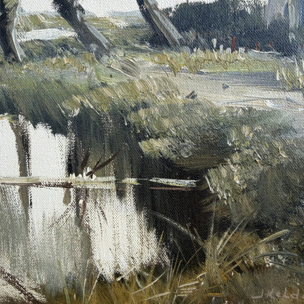 Traditional Landscape Oil Painting "River Trees" Original Artwork Holland Art Shop