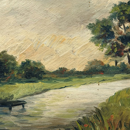 Original Landscape Oil Painting "River Bank" Expressive Small Artwork Holland Art Shop