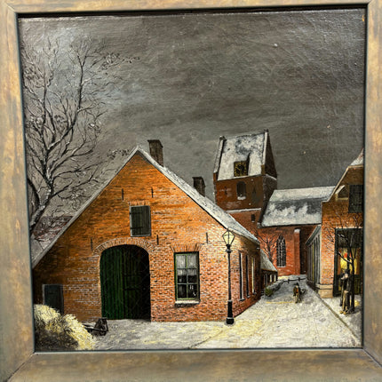 Vintage Cityscape Oil Painting "Brick Barn" Handcrafted Dutch Art Holland Art Shop
