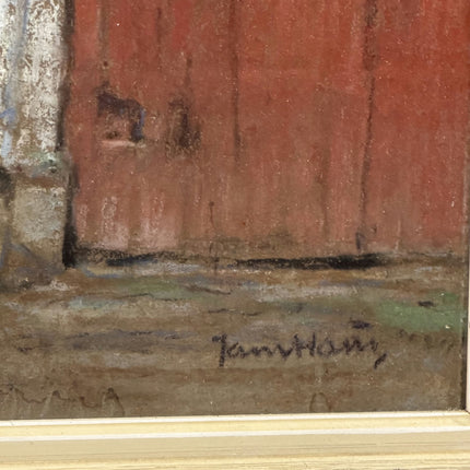 Original Cityscape Oil Painting "Red Door" Classic Artwork Holland Art Shop