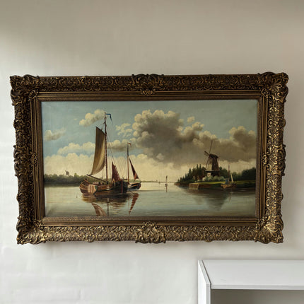 Handcrafted Seascape Oil Painting "Ornate Frame" Detailed Large Artwork Holland Art Shop