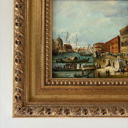 Refined Oil Painting Harbor Scene "Canal Scene" Wonderful Small Artwork Holland Art Shop