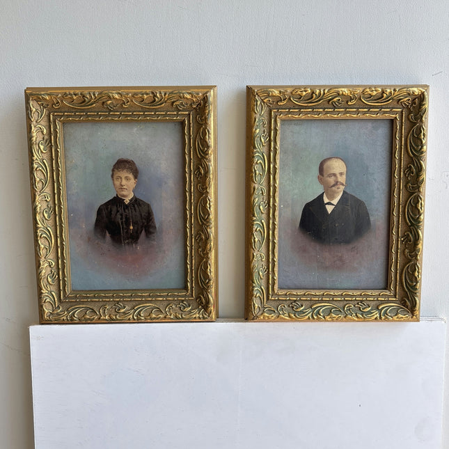 19th Century Antique Portrait Oil Painting "Framed Portraits" Small Artwork Holland Art Shop