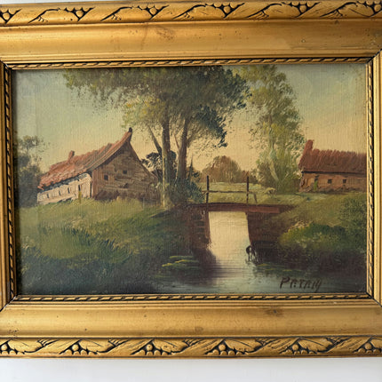 Expressive Landscape Oil Painting "Thatched Cottage" Handcrafted Small Art Holland Art Shop