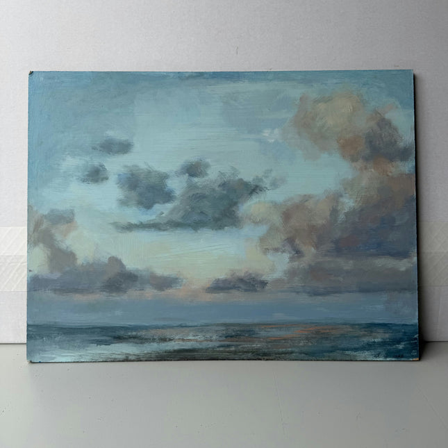 Elegant Seascape Oil Painting "Cloudy Sky" Classic Small Art Holland Art Shop