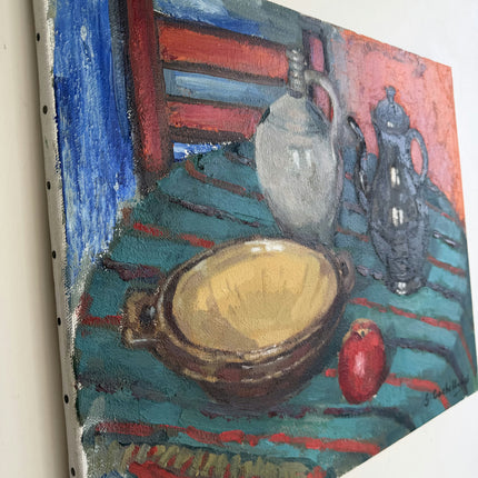 Original Still Life Oil Painting "Red Apple" Elegant Artwork Holland Art Shop
