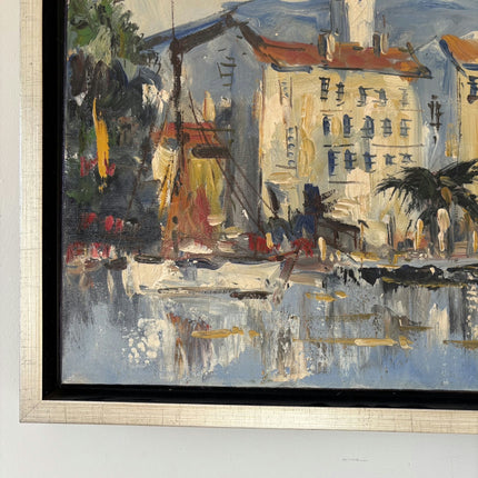 Detailed Harbor Scene Oil Painting "Harbor Buildings" Expressive Artwork Holland Art Shop
