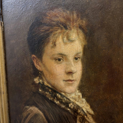 19th Century Antique Portrait Oil Painting "Old Frame" Small Artwork Holland Art Shop