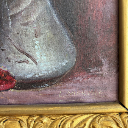 Traditional Floral Still Life Oil Painting "Single Rose" Vintage French  Artwork Holland Art Shop