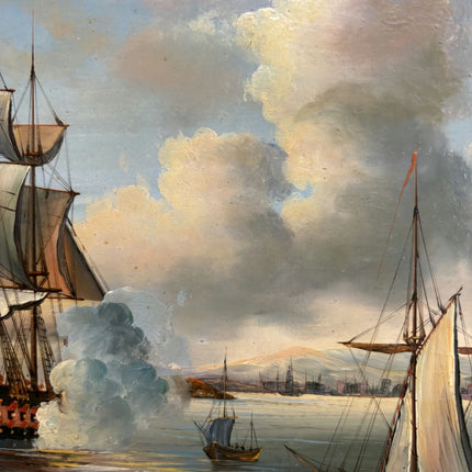 Refined Oil Painting Seascape "Sailing Ships" Striking Small Art