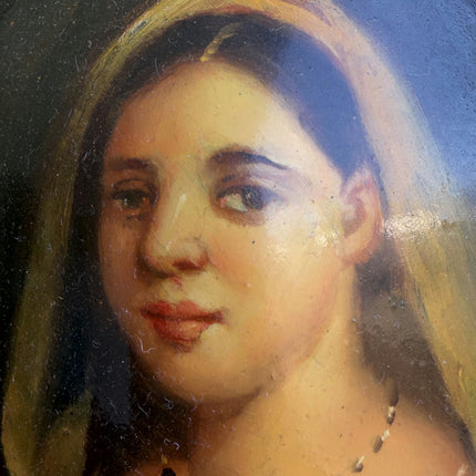 Original Portrait Oil Painting "Veiled Woman" Refined Small Art Holland Art Shop