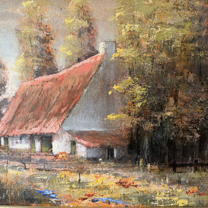 Rustic Farm Oil Painting "Red Roof" Refined Artwork Holland Art Shop