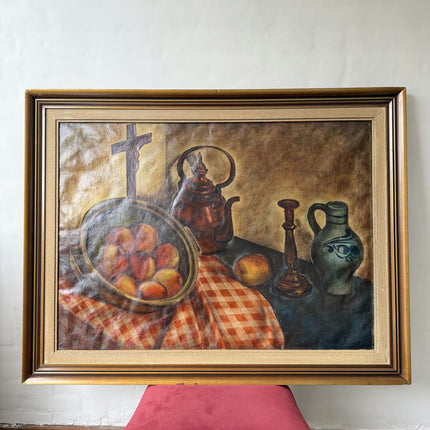 19th Century Antique Still Life Oil Painting "Graffiti Letters" Large Artwork Holland Art Shop