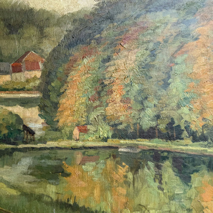 Refined Landscape Oil Painting "River Reflection" Original Art Holland Art Shop
