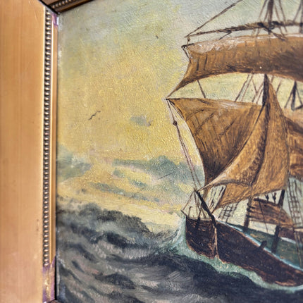 Expressive Seascape Oil Painting "Sailing Ship" Classic Small Artwork Holland Art Shop
