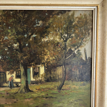 Vintage Landscape Oil Painting "Village Tree" Original Dutch Artwork Holland Art Shop