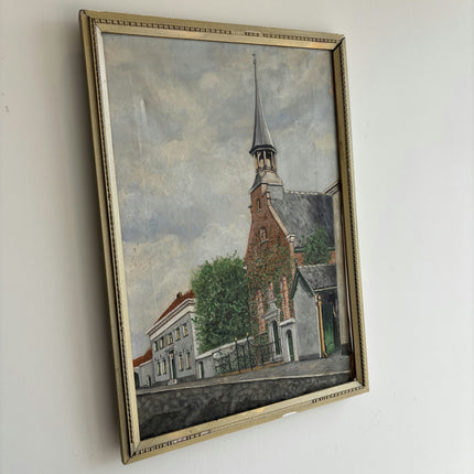 Original Cityscape Oil Painting "Church Steeple" Authentic Art Holland Art Shop
