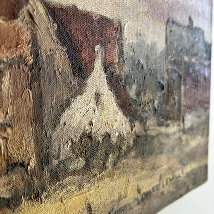 Vintage Landscape Oil Painting "Village Houses" Authentic Artwork Holland Art Shop