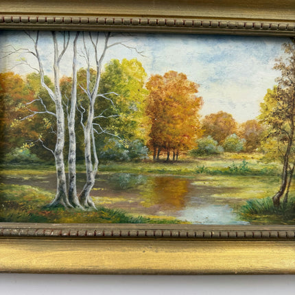 Classic Landscape Oil Painting "White Birches" Vintage Small Art Holland Art Shop