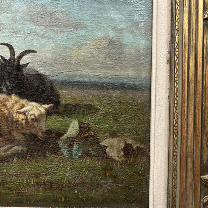 Edmond de Koninck 19th Century Animals Oil Painting " Grazing Sheep" Art Holland Art Shop