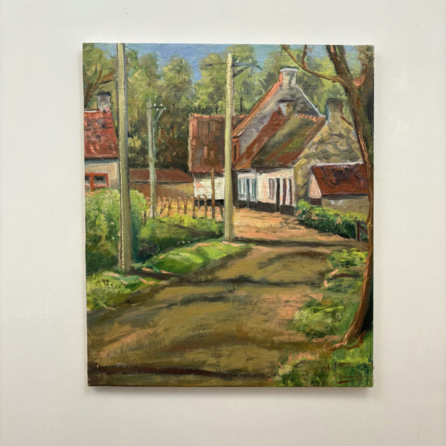 Handcrafted Landscape Oil Painting "Village Road" Authentic Artwork Holland Art Shop