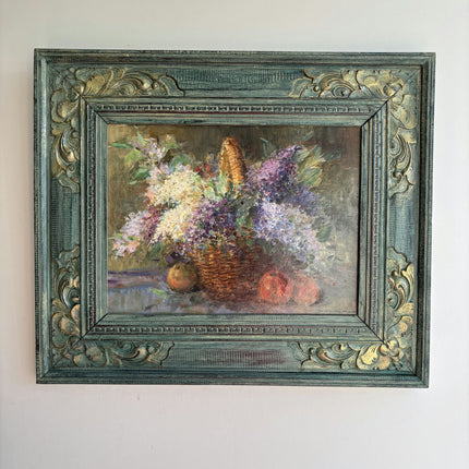 Handcrafted Floral Still Life Oil Painting "Flower Basket" Authentic Artwork Holland Art Shop