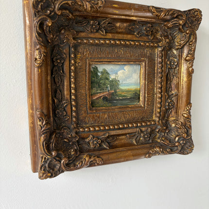 Handcrafted Landscape Oil Painting "River Bend" Refined Small Artwork Holland Art Shop