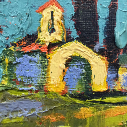 Refined Landscape Oil Painting "Golden Frame" Detailed Small Artwork Holland Art Shop