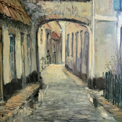 Authentic Cityscape Oil Painting "Narrow Street" Refined Artwork Holland Art Shop