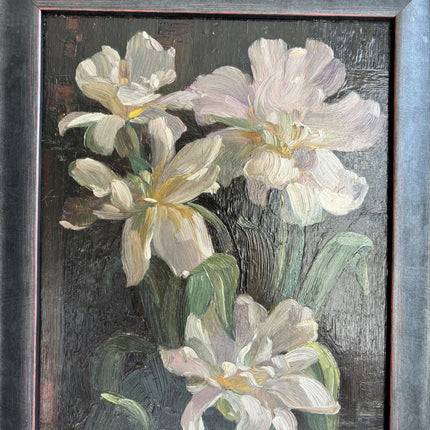Expressive Oil Painting "White Irises" Handcrafted Artwork Holland Art Shop
