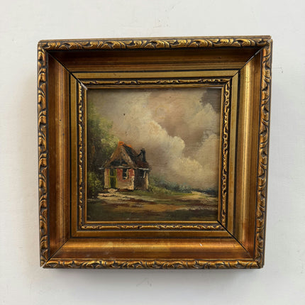 Elegant Landscape Oil Painting "Thatched Cottage" Refined Small Art Holland Art Shop