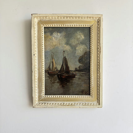 Traditional Harbor Scene Oil Painting "Sailing Boat" Expressive Dutch Artwork Holland Art Shop