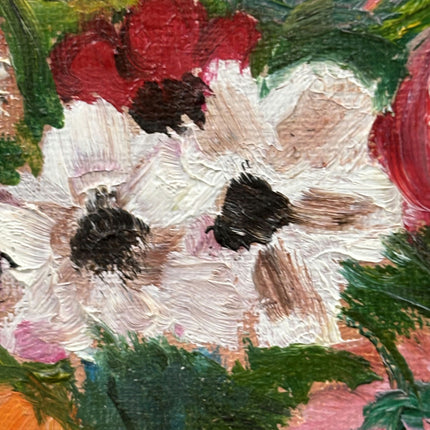 Expressive Flowery Still Life Oil Painting "Canvas Scratches" Small Art Holland Art Shop