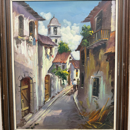 Expressive Cityscape Oil Painting "Cobblestone Street" Classic Large Artwork Holland Art Shop
