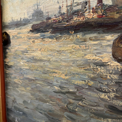 Rustic Seascape Oil Painting "Cargo Ship" Traditional Large Art Holland Art Shop