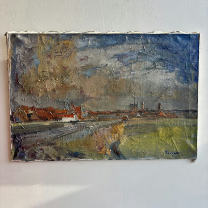 Refined Landscape Oil Painting "Seaside Village" Authentic Large Art Holland Art Shop
